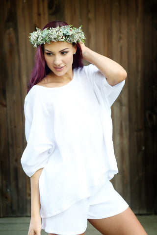 PURE COTTON CHEESECLOTH - BATWING HI LOW TOP